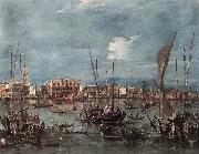 GUARDI, Francesco The Molo and the Riva degli Schiavoni from the Bacino di San Marco dfg oil on canvas